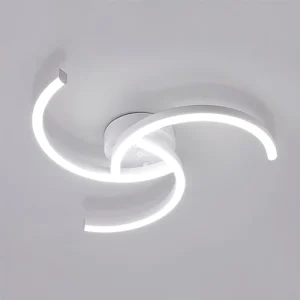 Moderna plafoniera a LED con tre tubi curvi - Bianca, 52*7cm, Luce bianca 6500K, 24W, Lampada da soffitto - per soggiorno, camera da letto, cucina e