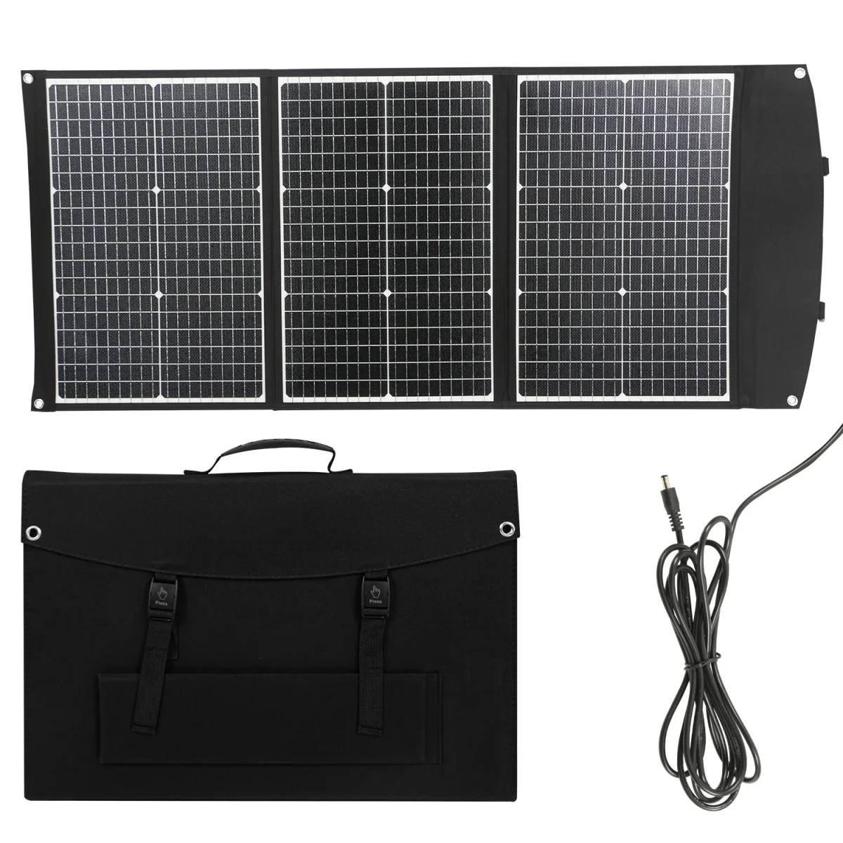 Pannello solare pieghevole impermeabile, attento ed efficiente, celle solari per campeggio all'aperto, caricatore per borsa, 100 W - immagine 6