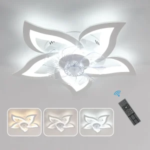 Ventilatore da Soffitto con Luce, Plafoniera LED Moderna da 62W con Telecomando e App, Silenzioso 6 velocità, Lampada a Sospensione Dimmerabile per Sala da Pranzo Soggiorno