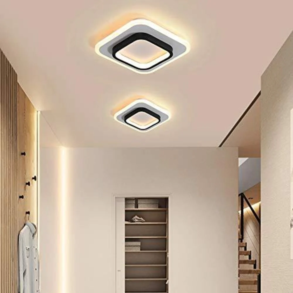 Plafoniere a LED, plafoniere quadrate da 21 W, lampada da soffitto 3500 K per bagno, soggiorno, camera da letto, cucina, corridoio (bianco caldo) - immagine 6