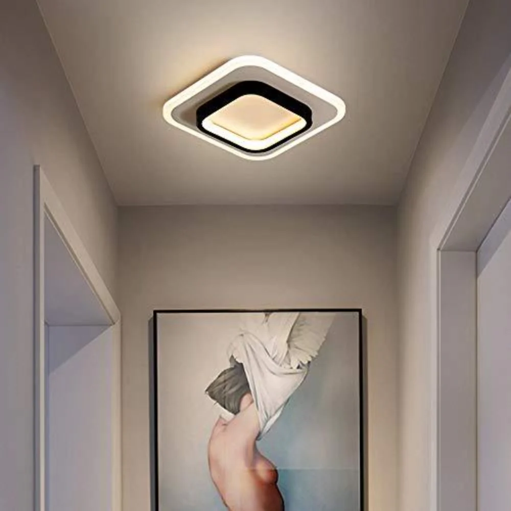 Plafoniere a LED, plafoniere quadrate da 21 W, lampada da soffitto 3500 K per bagno, soggiorno, camera da letto, cucina, corridoio (bianco caldo) - immagine 4
