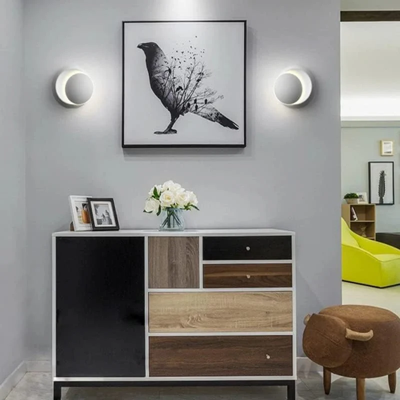Lampada da parete moderna a LED 2 Lampada da parete rotonda Bianco caldo 3000K Per camera da letto, soggiorno, corridoio, ingresso Bianco - immagine 6