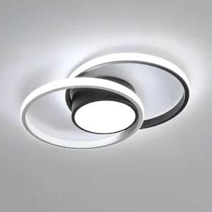 Plafoniera LED moderna, 42W 4000lm, lampada da soffitto rotonda nera, luce bianca fredda 6500K, apparecchio di illuminazione per camera da letto, soggiorno, cucina, 40 cm