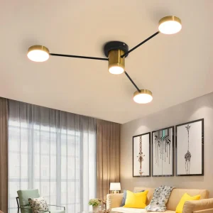 Plafoniera LED, lampadario moderno per soggiorno, plafoniera con 4 luci LED, plafoniera Sputnik per soggiorno, camera da letto, cucina, ufficio luce calda 3000K