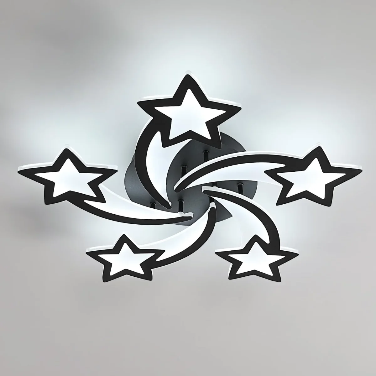 Plafoniera LED dal design moderno, 60 W, bianco freddo 6500 K, a forma di stella, per soggiorno, camera da letto, sala da pranzo, ufficio, nero.