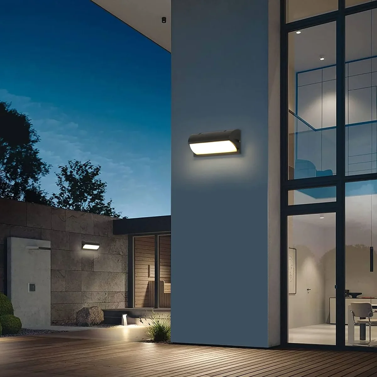 Lampada da parete per esterni da 18 W, moderna lampada da parete per esterni a LED impermeabile IP65, lampada da parete in alluminio a luce bianca calda 3000K, per portico corridoio corridoio giardino - immagine 6