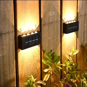Lampada da parete a LED a luce solare da esterno 2 pezzi Bianco caldo 3000K per cortile giardino corridoio terrazza vicino al muro percorso patio villa nero